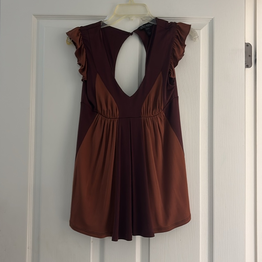 Ella Moss Chocolate Brown 100% Silk Blouse Sz S